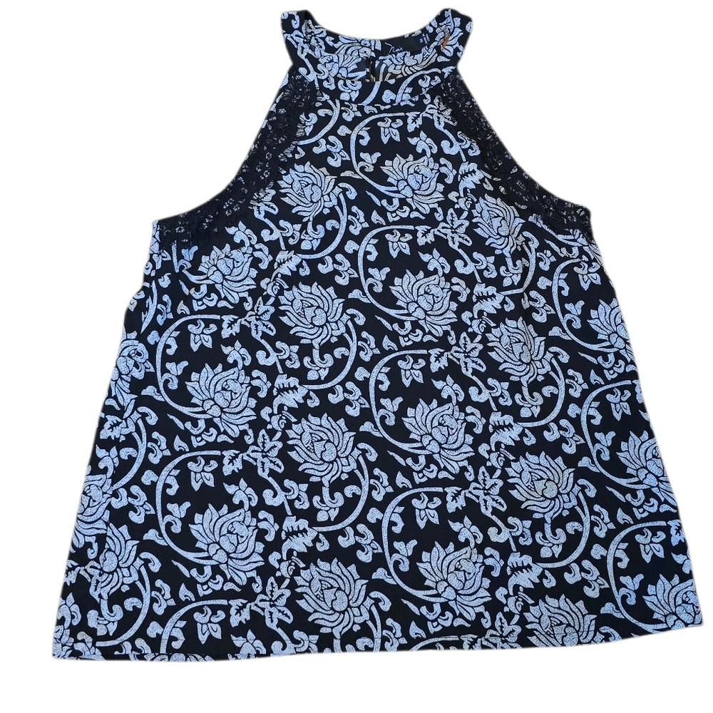 Noir Floral Print Sleevless Blouse Size Medium